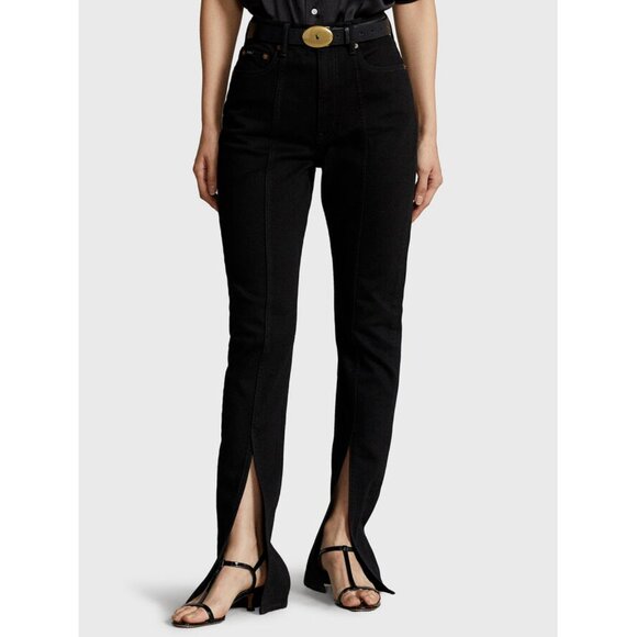 Ralph Lauren Denim - Polo Ralph Lauren Sz. 32 Black Slim Straight Split Hem Jeans 34x33 Western $198
